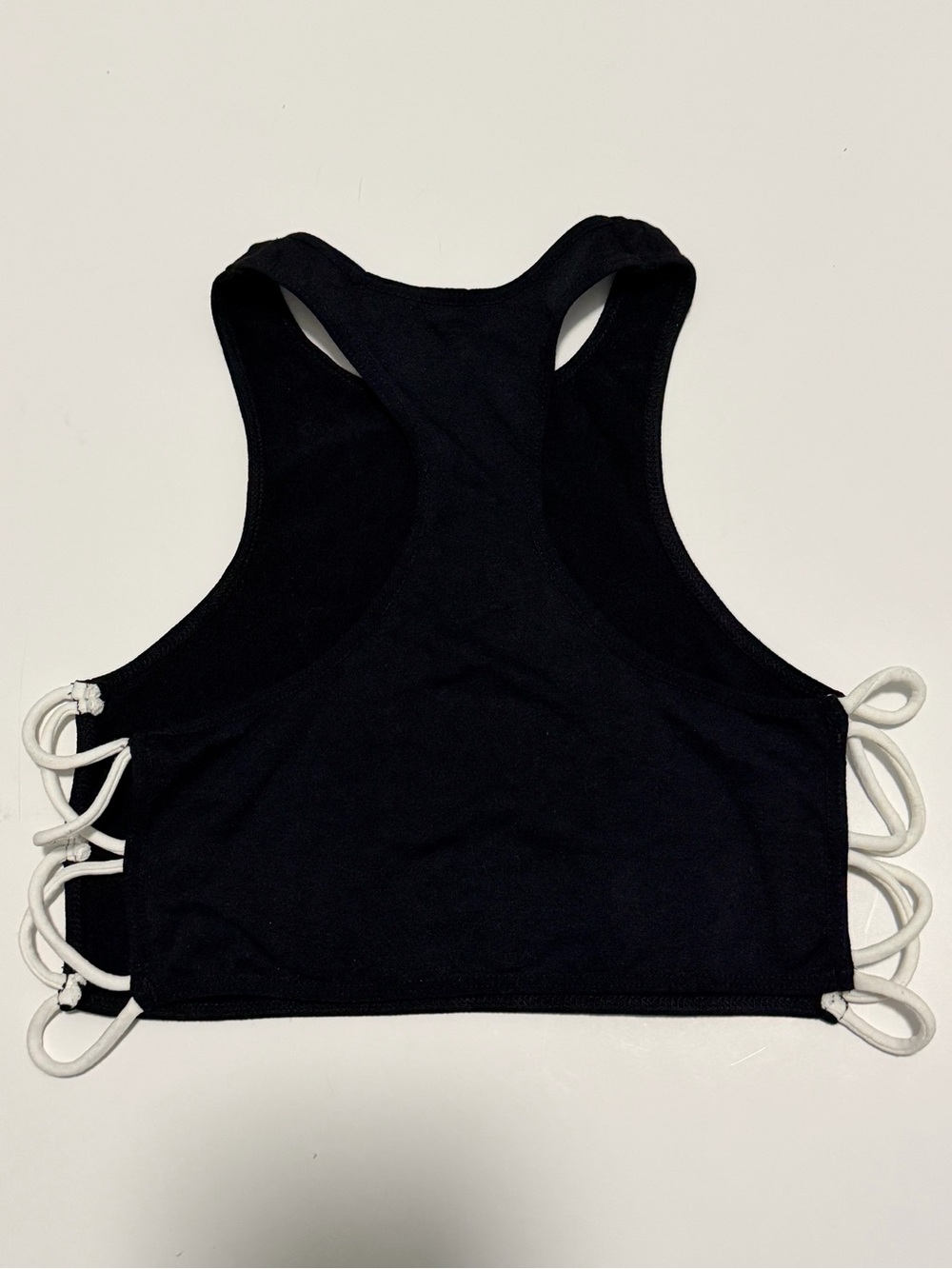 Free People Intimately Black Racerback Crop Top White Side Cords Size XS/S NWOT